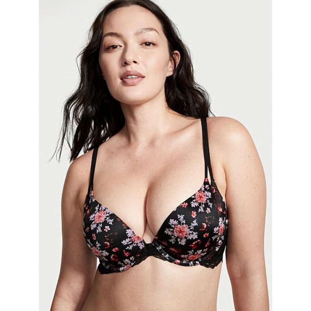 Victoria's Secret | Lace Wing Push-Up Bra in Black Pressed Floral